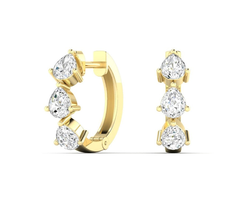 14K Lab Grown Diamond Pear Shape Huggie Earrings