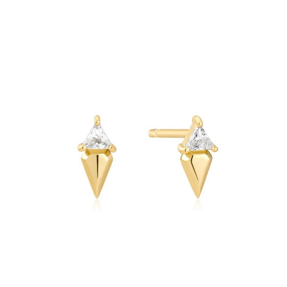 Gold Plated Triangle Cubic Zirconia Earrings