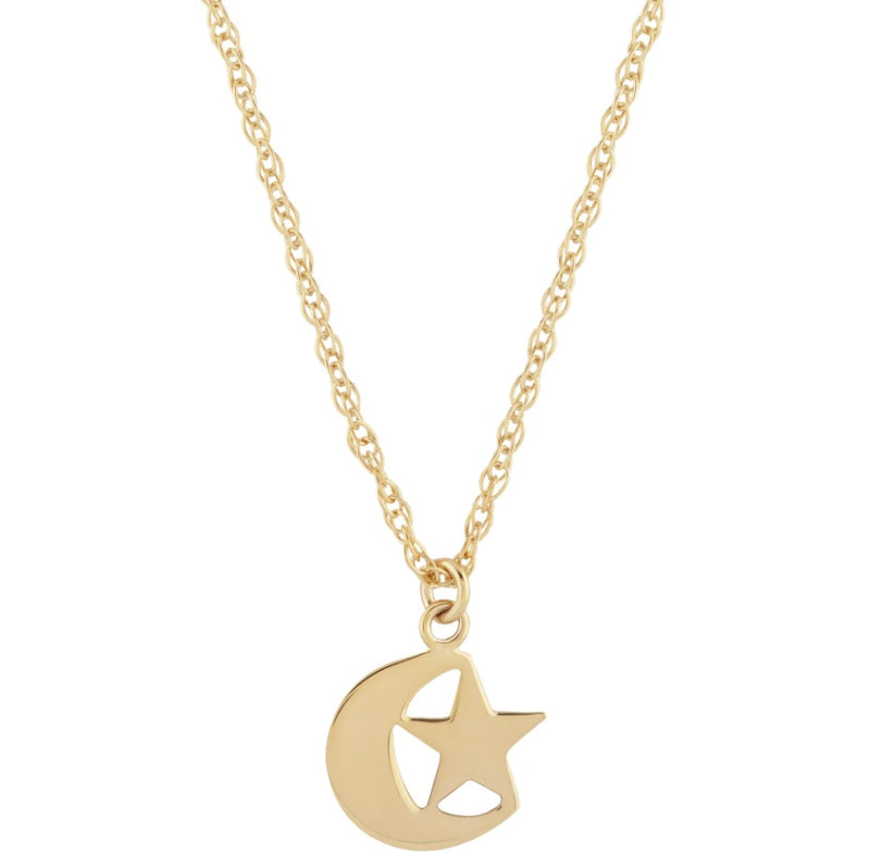 14K Star & Moon Pendant Necklace