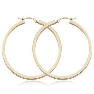 14K Gold Thin Square Tube Hoop Earrings