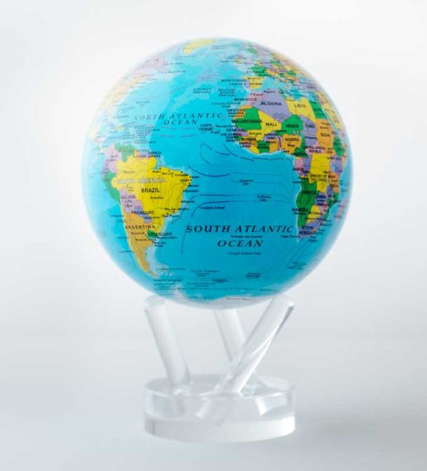 6" Blue Political Map Globe - Mova