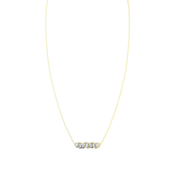 14K Lab Grown Multi Shaped Diamond Bar Pendant Necklace