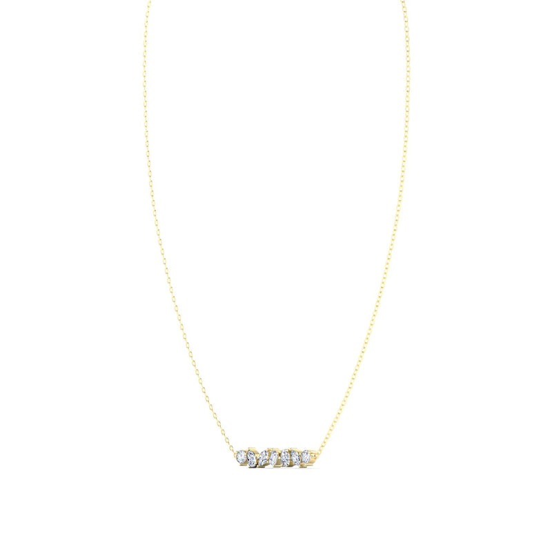 14K Lab Grown Multi Shaped Diamond Bar Pendant Necklace