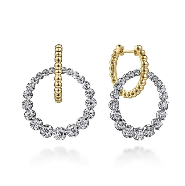 14K Diamond Circle Huggie Earrings