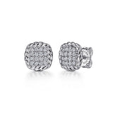 White Sappire and Rope Frame Stud Earrings