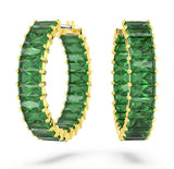 Swarovski Matrix Hoop Earrings with Green Stones - Gold Plated