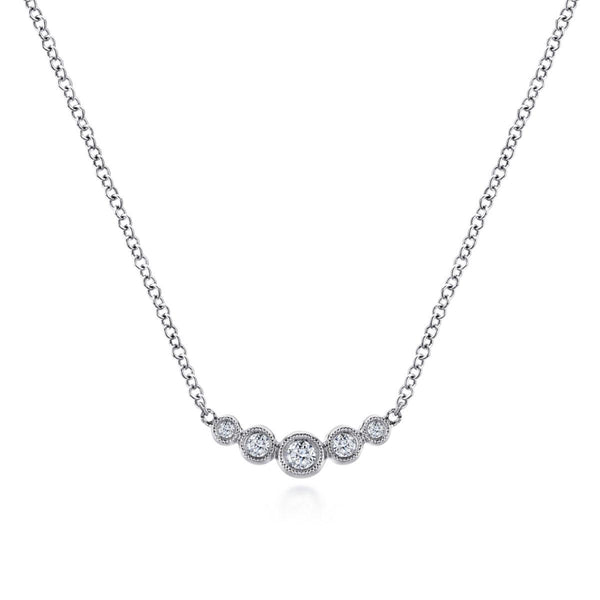 Curved Diamond Bezel Station Bar Necklace