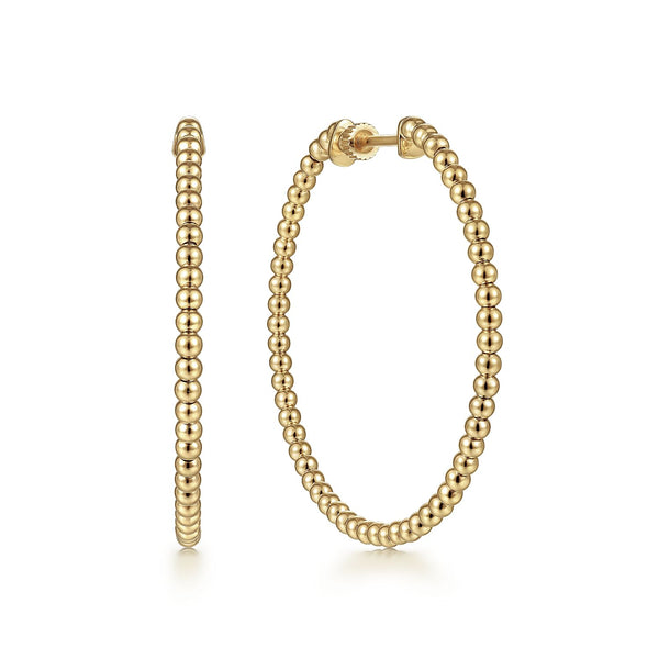 14K Yellow Gold 40mm Bujukan Hoop Earrings