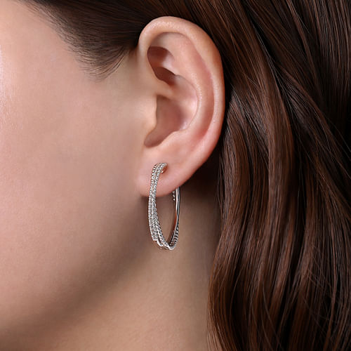 30mm White Sapphire Bujukan Hoop Earrings