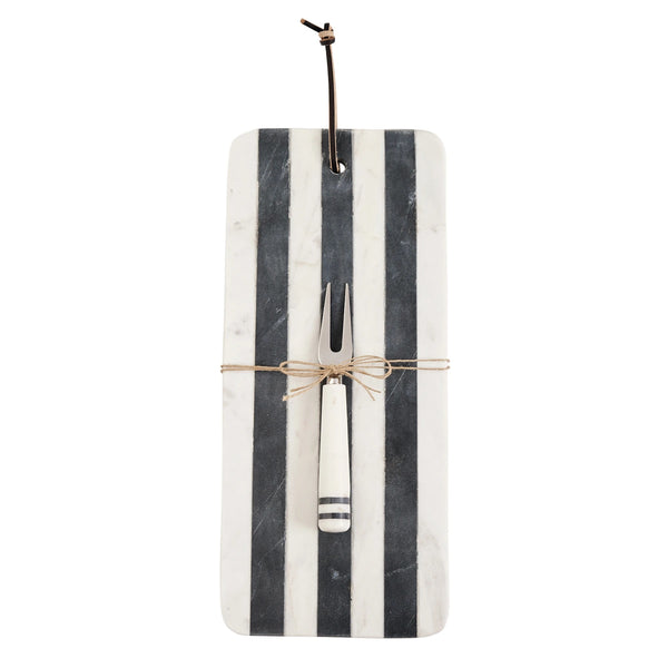 Long Stripe Marble Serving Board Set