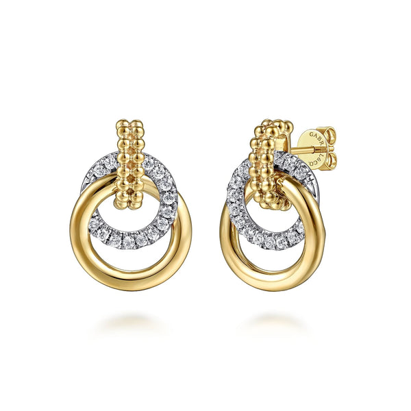 14K Two TonedBujukan Diamond Stud Earrings