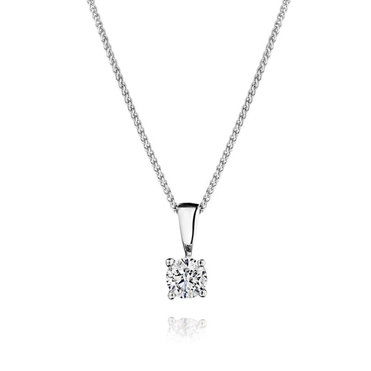14kt White Gold 0.50ct Diamond Solitaire Pendant Necklace