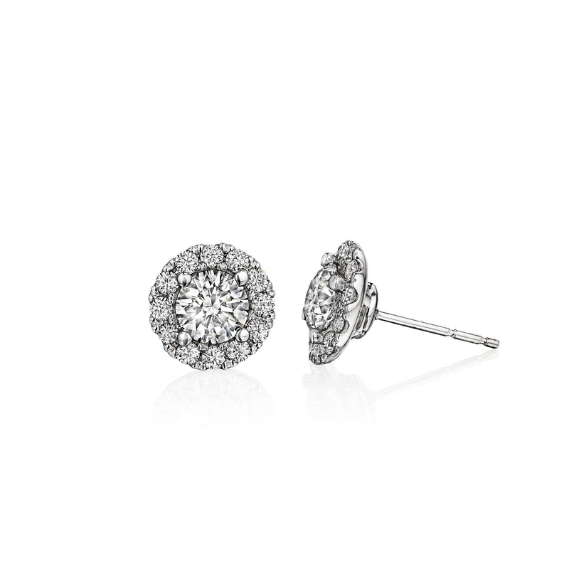 14kt White Gold 1.45ctw Round Halo Shaped Diamond Earrings