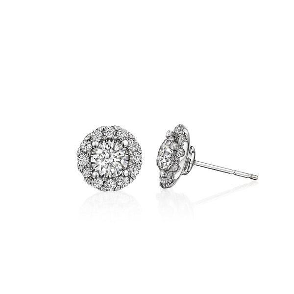 14kt White Gold 0.75ctw Round Halo Shaped Diamond Earrings