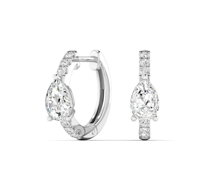 14K Lab Grown Diamond Pear Huggie Earrings