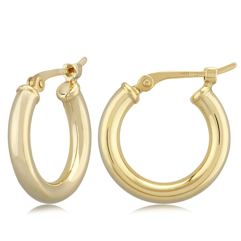 14K Gold Small Tube Hoop Earrings