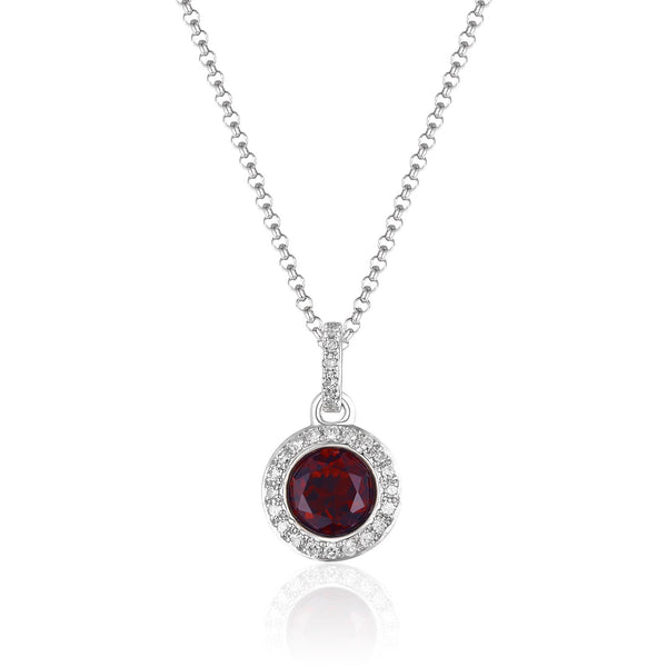 Garnet And Diamond Halo Necklace