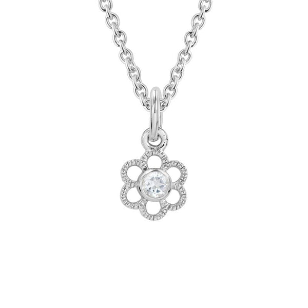 White Topaz Flower Necklace