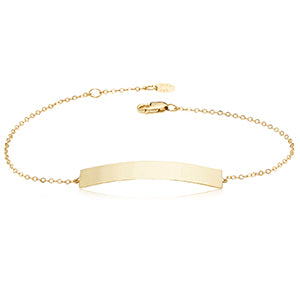14K Gold Engraveable Bar Bracelet 7-7.5"