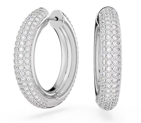 Swarovski Dextera Hoops in Clear - Rhodium Plated