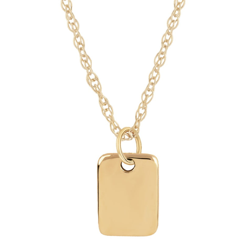 14K Mini Dog Tag Pendant Necklace