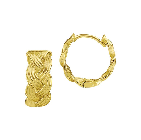 14K Braided Pattern Huggie Earrings