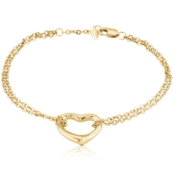 14K Cable Chain W/ Open Heart Bracelet