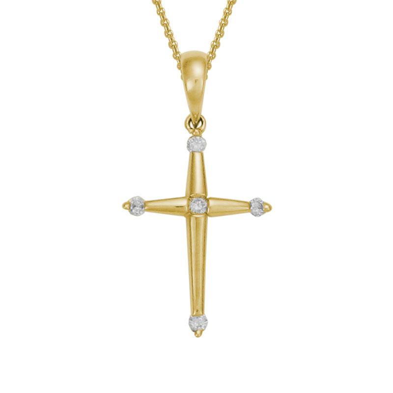 Diamond Tips Cross Necklace