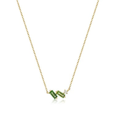 Green Tourmaline & White Sapphire Necklace