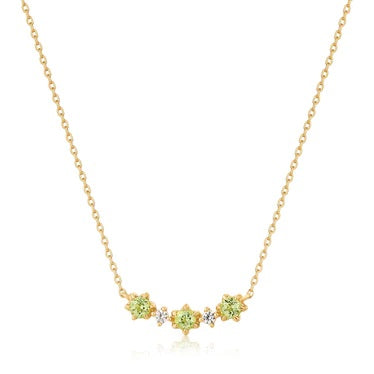 Peridot And White Sapphire Bar Necklace