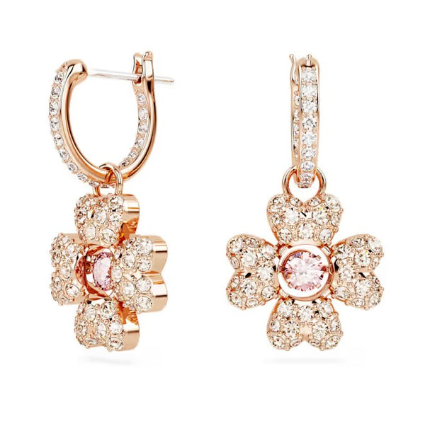 Swarovski Rose Gold Tone Idyllia Clover Dangle Earrings