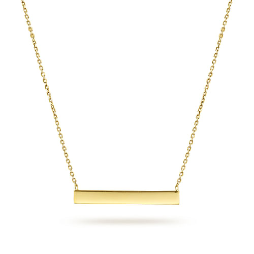 Gold Smooth Bar ID Necklace