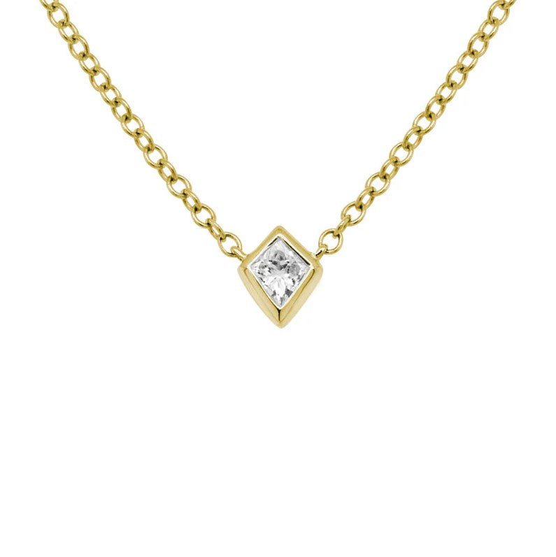 Kite-Shaped Diamond Stationary Pendant