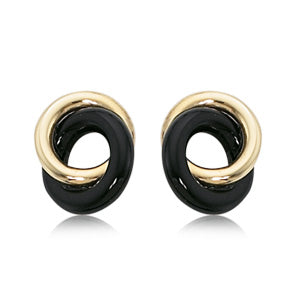 14K Onyx & Gold Knot Stud Earrings