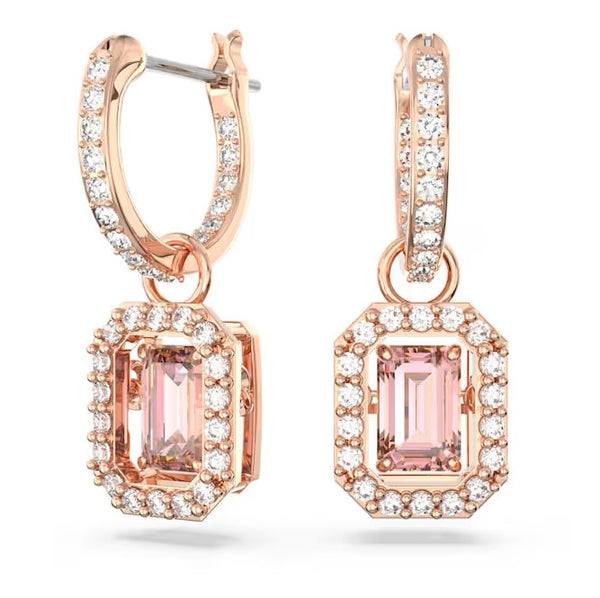 Swarovski Millenia Rose Gold Tone Earrings with Pink Stone