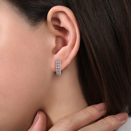 15mm Diamond Huggie Earrings