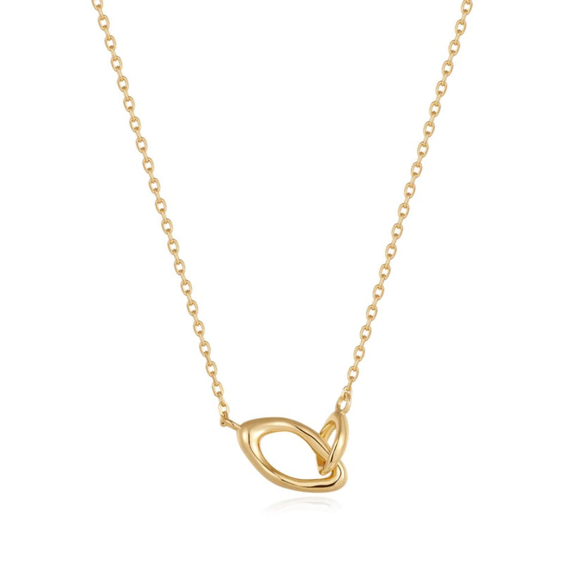 Sterling Silver Gold Plated Wave Link Necklace