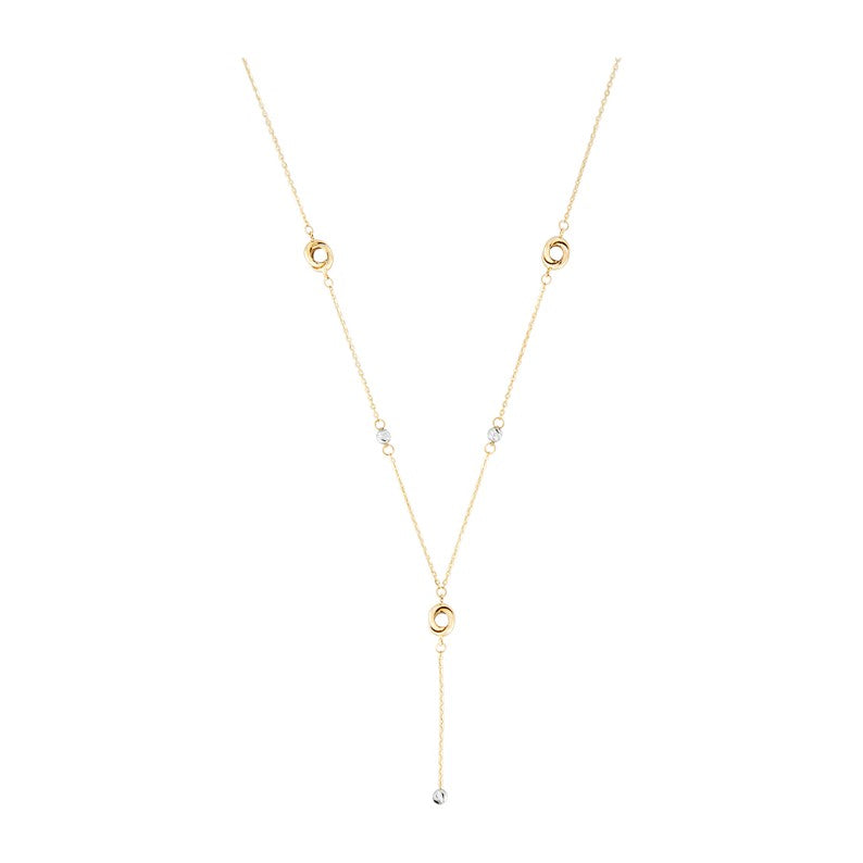 14K Knot's & Bead Station On Cable Chain Necklace