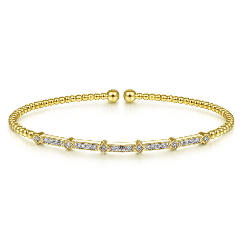 14K Diamond Station Bujukan Bangle Bracelet