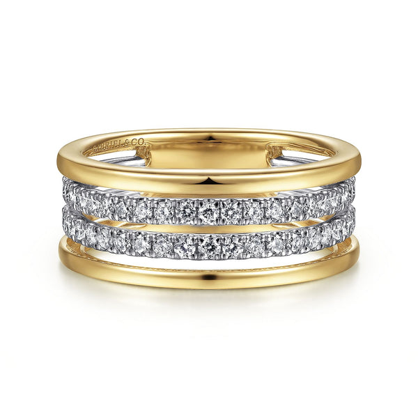 14K Two Toned Diamond Easy Stackable Ring