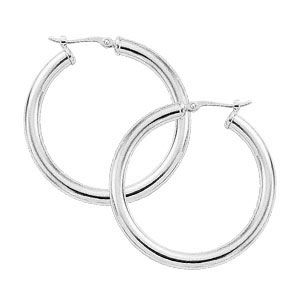 14K White Gold Hoop Earrings