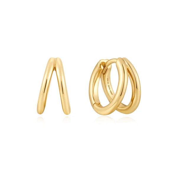 Gold Plated Double Huggie Earrings