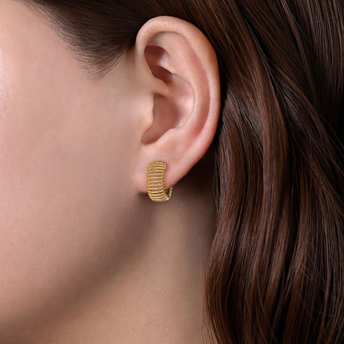 15mm Wide Open Gold Huggie Earrings