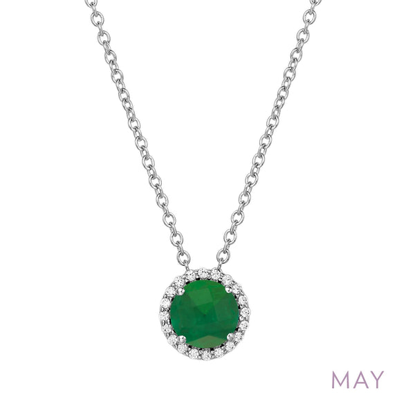 Simulated Emerald Birthstone Necklace