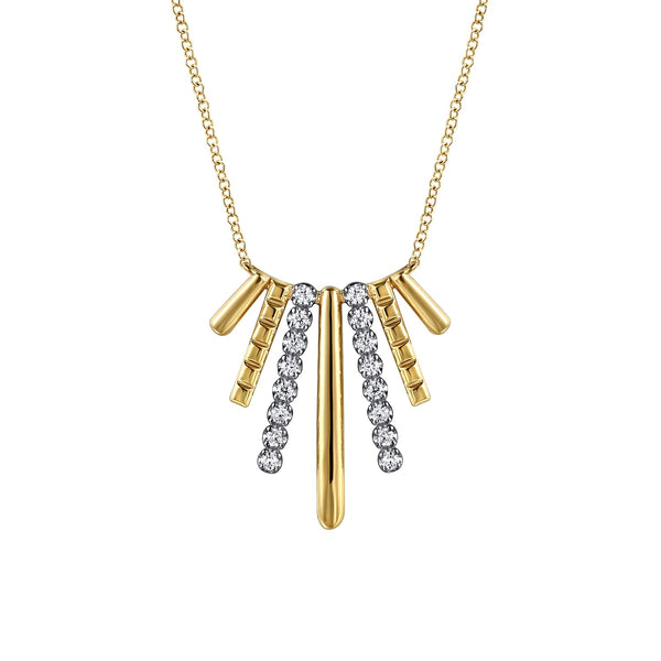 14K Two Toned Diamond Pendant Necklace