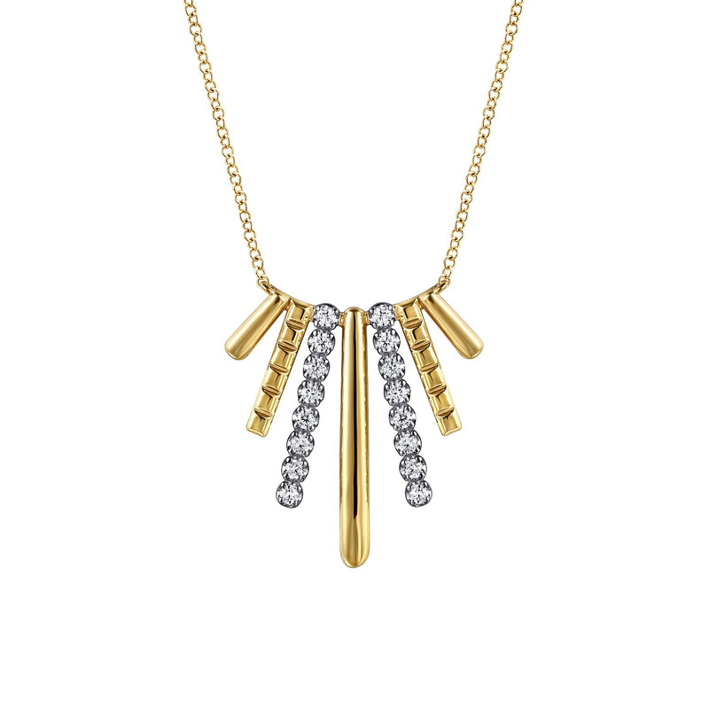 14K Two Toned Diamond Pendant Necklace