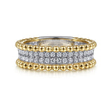 Three Row Diamond and Bujukan Beaded Ring