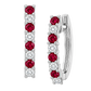 14K Ruby & Diamond Huggie Hoops