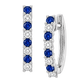 14k White Gold Sapphire & Diamond Huggie Hoops