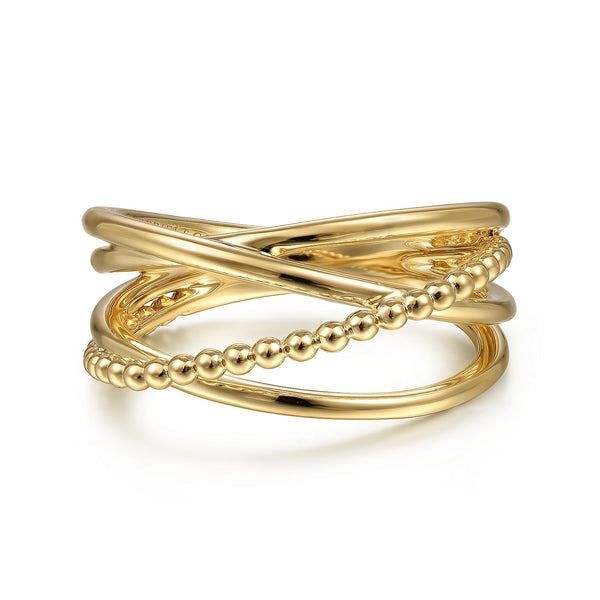 14K Bujukan Bead Criss Cross Ring